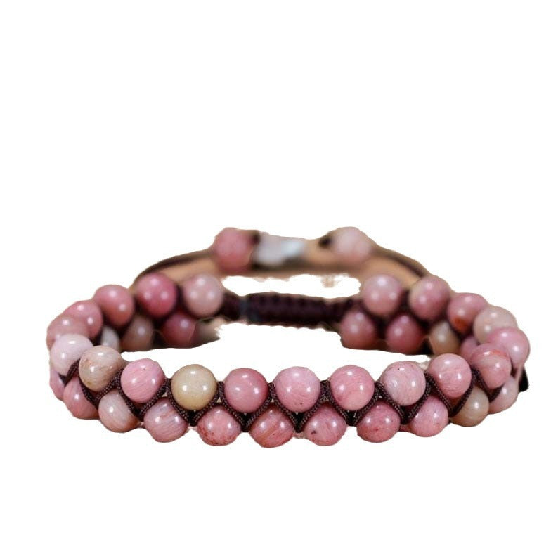 Double Row Bracelet Natural Stone Double Woven Adjustable Bracelet