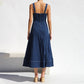 Cross Border Amazon Independent Station Sling Distressed Casual Style Button Denim Long Dress
