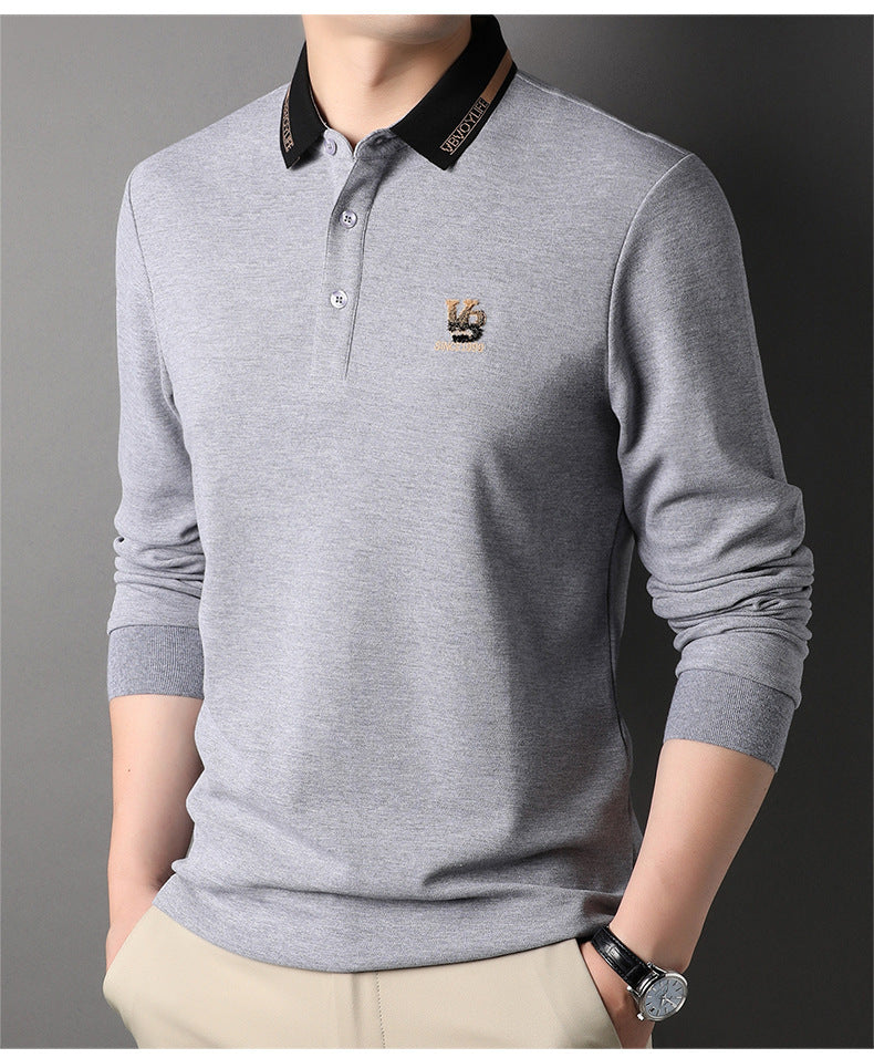 Autumn New Men's Thin Polo Shirt Casual Business Bottoming Shirt Men's T-shirt