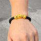 Tiger eye stone elastic brave gold plated ball bracelet
