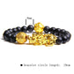 Tiger eye stone elastic brave gold plated ball bracelet