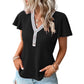 Waffle V-neck Short-sleeved T-shirt