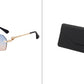 Frameless Trimming Leopard Temple Men Retro Square Frame Driving Sunglasses