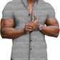 Rhombus Printed Short-sleeved Gentleman Shirt