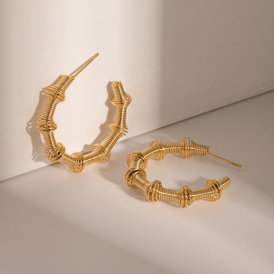 18K Gold-Plated Stainless Steel C-Hoop Earrings