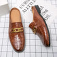 Crocodile Pattern Leather Mules Slippers for Men