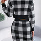 Plaid Round Neck Top and Skirt Sweater Set