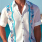 Fashion Print Long Sleeve Shirt Men Casual Loose Button Lapel Tops Seaside Cool Beach Shirt