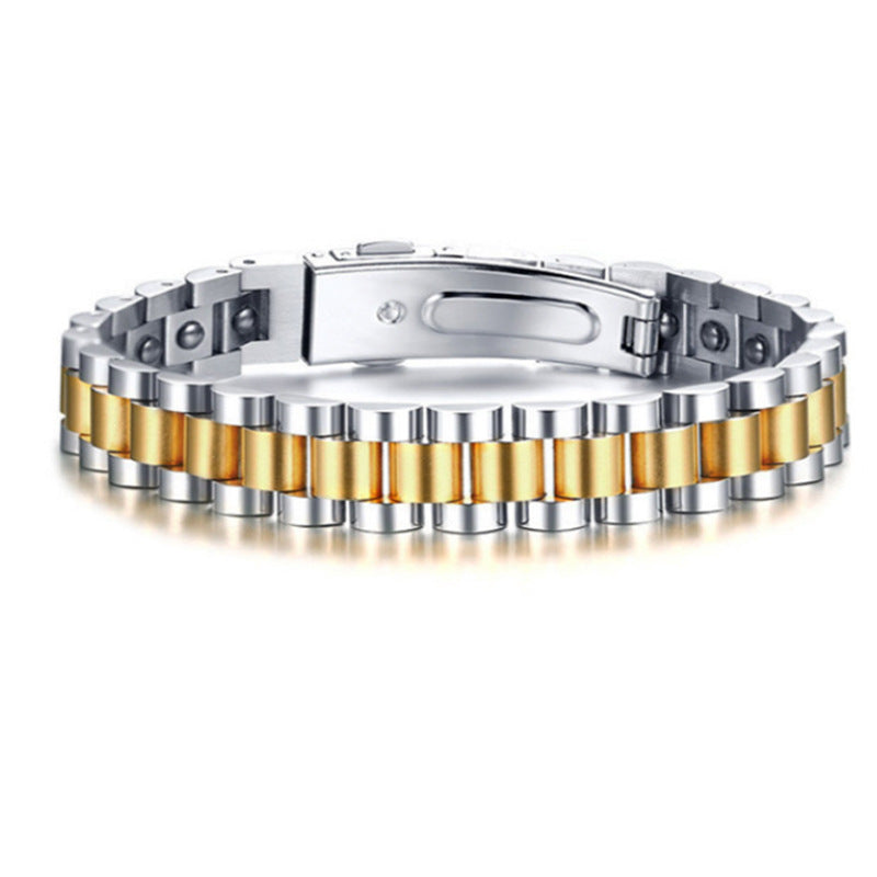 Couple's Watchband Buckle Haematite Magnet Titanium Steel Bracelet