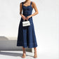 Cross Border Amazon Independent Station Sling Distressed Casual Style Button Denim Long Dress