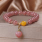 Natural Strawberry Quartz Beaded Bracelet Cute