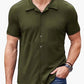 Casual Collar Short Sleeve  Polo Shirt With Button Men's Cotton Blend Shirt