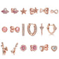 Rose gold pink fan daisy pavé sparkling elegant heart earrings
