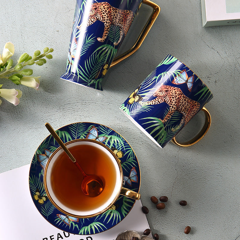 Large Capacity Bone China Coffee Mug Set