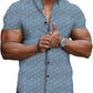 Rhombus Printed Short-sleeved Gentleman Shirt