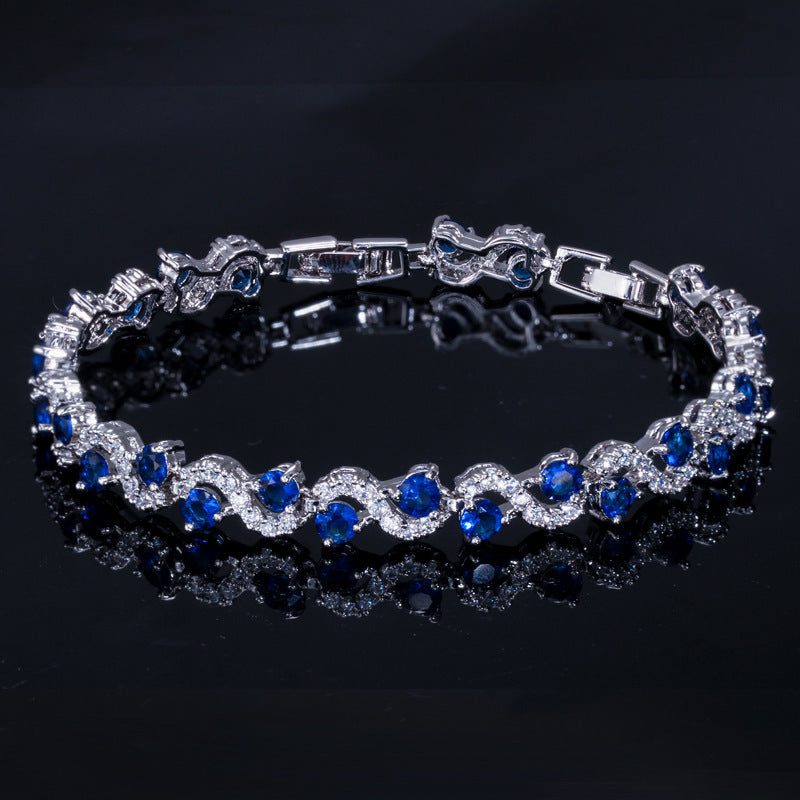 Exquisite diamond white gold plated bracelet