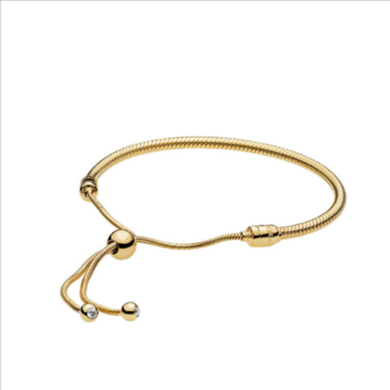 Panjia rose gold retractable basic bracelet female S925 sterling silver snake bone bracelet series high quality gift for girlfriends