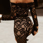 Off-Shoulder Long Sleeve Lace Dress