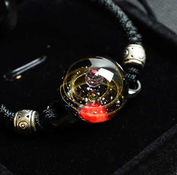 Cosmic starry sky glass ball bracelet gold wire