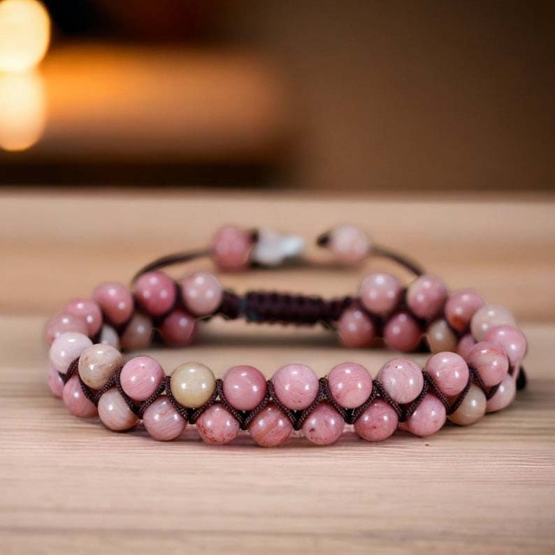 Double Row Bracelet Natural Stone Double Woven Adjustable Bracelet