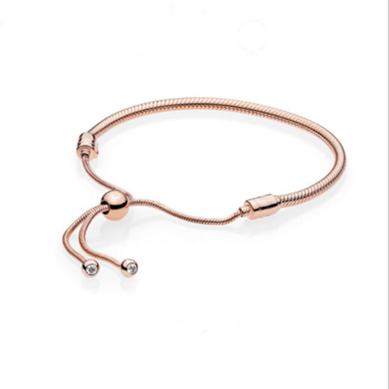 Panjia rose gold retractable basic bracelet female S925 sterling silver snake bone bracelet series high quality gift for girlfriends