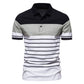 Summer New European And American Men's Fashion Striped Stitching Contrast Color Short Sleeve Lapel T-shirt Polo Shirt Men