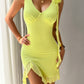 Ruffled V-Neck Sleeveless Mini Dress