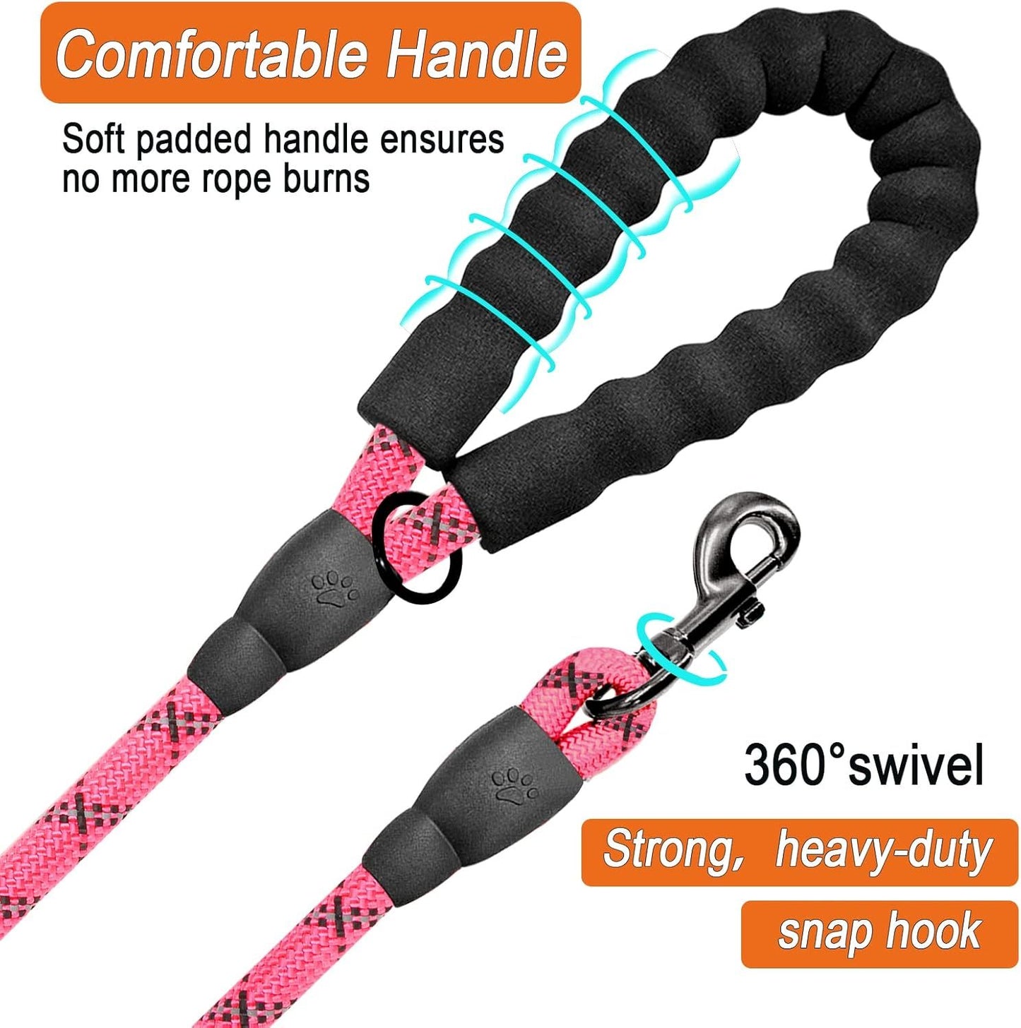 Dog Leashes For Large Dogs Heavy Duty Dog Leash 5 FT With Comfortable Padded Handle And Highly Reflective Threads For Medium Large Dogs Walking Training Running