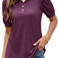 Polo Shirt Button Down Neck Puff Sleeve Loose T Shirt Shirt