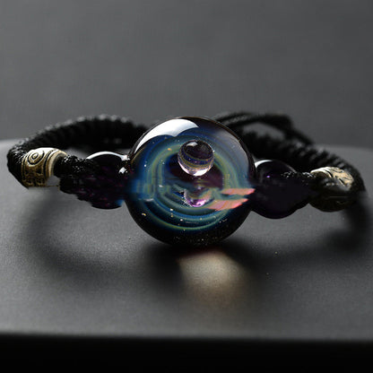 Cosmic starry sky glass ball bracelet gold wire