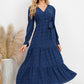 Swiss Dot Tied Surplice Flounce Sleeve Dress
