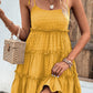 Shiny Frill Spaghetti Strap Tiered Dress