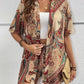 Holiday Floral Print Elegant Two-piece Shirt Short Sleeve Top Drawstring High Waist Shorts