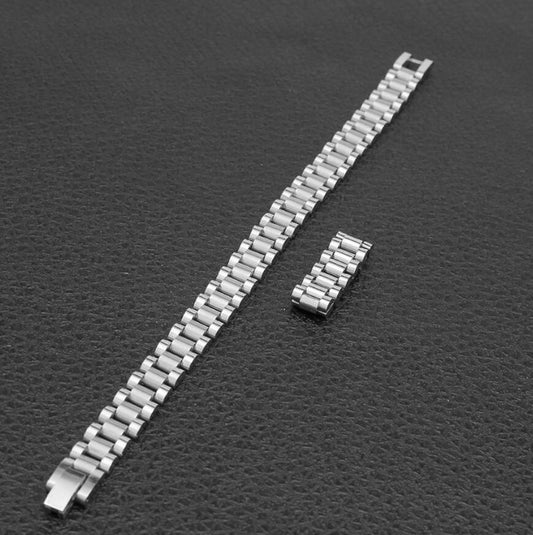 10mm Wristband Link Bracelet And 10mm 8-12 Adjustable Size Ring Stainless Steel Silver Gold Color Bracelets/Rings Set