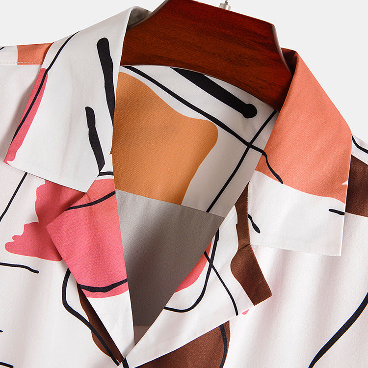 Men's Shirt Printed Loose Short Sleeve Shirt