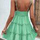 Shiny Frill Spaghetti Strap Tiered Dress