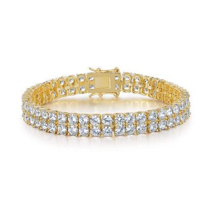 European Hip Hop Inlaid Zircon Tennis Bracelet Double Row