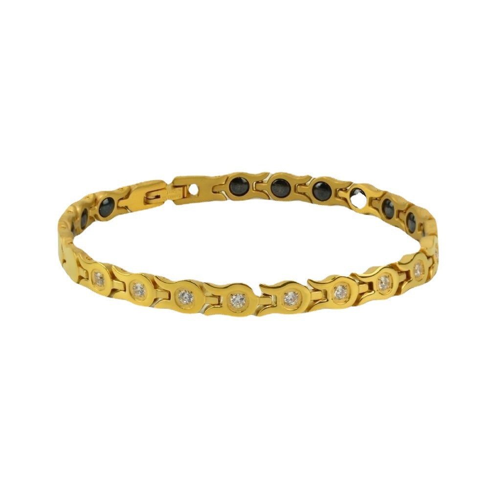 Wine Glass-shaped Inlaid Stone Bracelet Vacuum Plating Radiation Protection