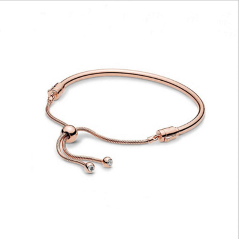 Panjia rose gold retractable basic bracelet female S925 sterling silver snake bone bracelet series high quality gift for girlfriends