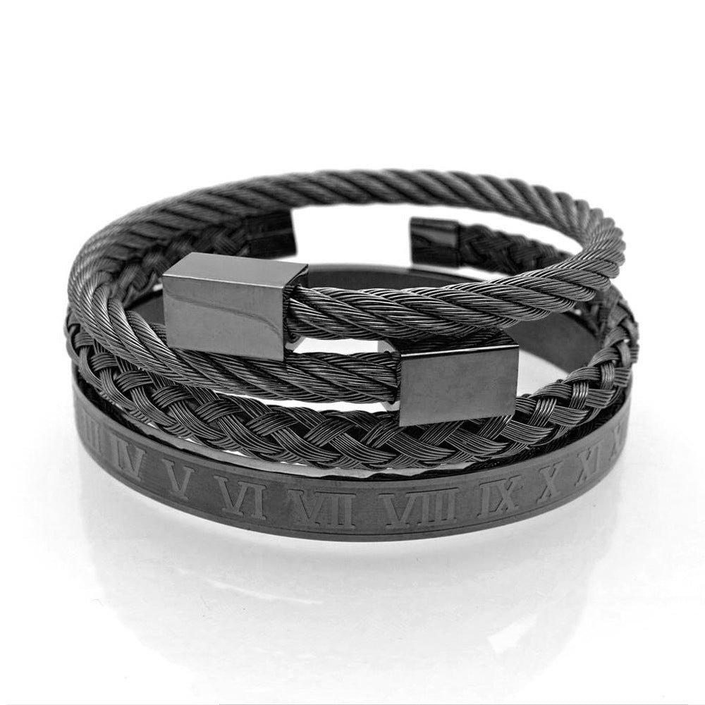 Bangle Braided Bracelet Men's Gold Titanium Steel Bracelet Bracelet