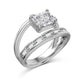 Silver S925 White Rectangular Ice Flower Cut 8A White Rectangular Zircon Double-layer Ring