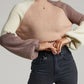 Contrast Mock Neck Long Sleeve Sweater