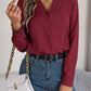 Fashion V-Neck Long Sleeve Shirt Elegant Commuter Solid Blouse Office Women's Clothing