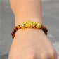 Tiger eye stone elastic brave gold plated ball bracelet