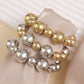 Punk Style Exaggerated Round Bead Chain Bracelet, Hip-hop Trend Geometric Metal Set Bracelet
