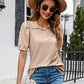 Polo Shirt Button Down Neck Puff Sleeve Loose T Shirt Shirt