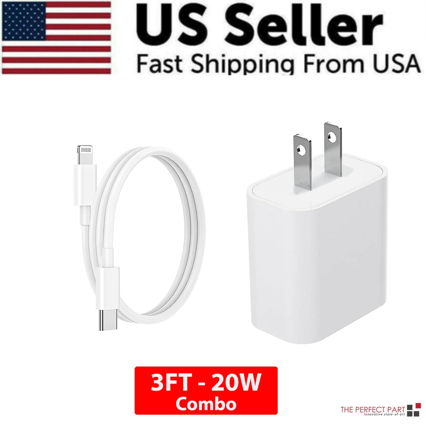 2024 20W USB-C Fast Charger PD Adapter Cable For iPhone 14/13/12/11 XR Pro iPad