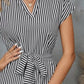 Tied Striped Cap Sleeve Mini Dress