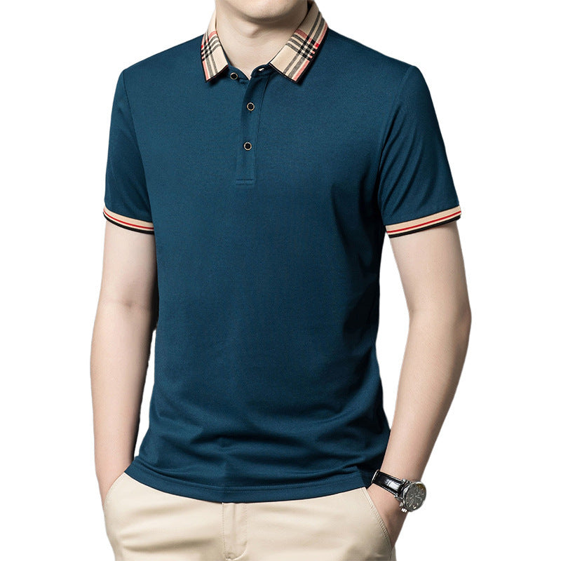 Summer Long-staple Cotton High-end Polo Shirt Men's Business Ice Silk Lapel T-shirt Top