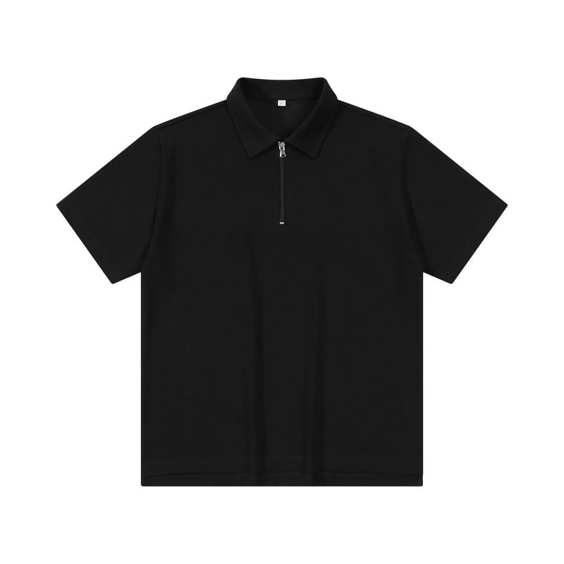 Half Zipper Short-sleeved T-shirt Men's Lapel Polo Shirt
